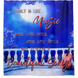 Familie lijkt op muziek douchegordijn