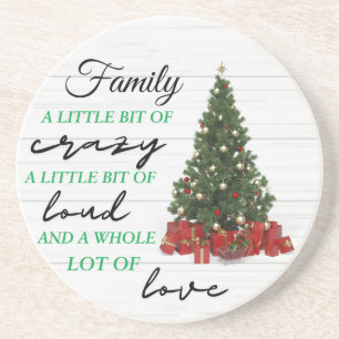 Familie Little Bit of Crazy Loud Love Kerstmis Zandsteen Onderzetter