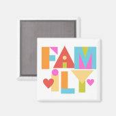 FAMILIE Magneet -Kleur Blok Letters-Custom BG Kleu (Voorkant / Achterkant)