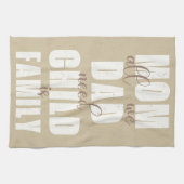 Familie (mama, papa, Kind) Wit op Zand Theedoek (Horizontaal)