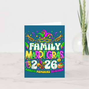 Familie Mardi Gras Maakt Herinneringen Design Kaart
