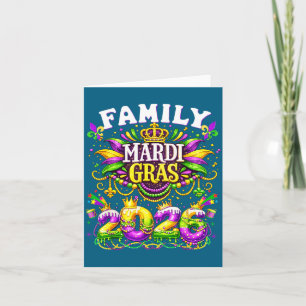 Familie Mardi Gras Maakt Herinneringen Kunstwerk Kaart