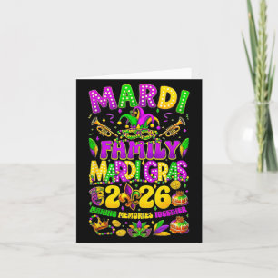 Familie Mardi Gras Maakt Herinneringen Kunstwerk Kaart
