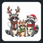 Familie Matching Christmas Raccoons Santa Hat Vierkante Sticker<br><div class="desc">Raccoon familie,  Kerst wasberen,  Vakantie dieren,  Kerstmis 2024,  Feestelijke familie,  Kerstgeest,  Vakantiegrafiek,  Santa Hat wasberen,  Kerstmis wasbeer familie,  rendier hoorns,  vakantie juichen,  feestelijke dieren</div>