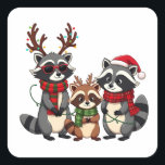 Familie Matching Christmas Raccoons Santa Hat Vierkante Sticker<br><div class="desc">Raccoon familie,  Kerst wasberen,  Vakantie dieren,  Kerstmis 2024,  Feestelijke familie,  Kerstgeest,  Vakantiegrafiek,  Santa Hat wasberen,  Kerstmis wasbeer familie,  rendier hoorns,  vakantie juichen,  feestelijke dieren</div>