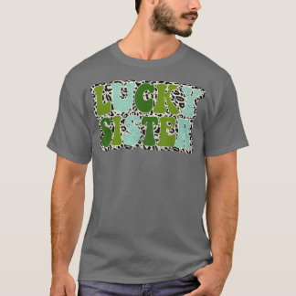 Familie Matching Gifts Lucky Sister Leopard St Pat T-shirt