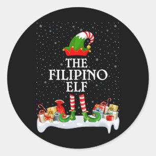 Familie Matching Group Kerstmis Filipino Elf Ronde Sticker