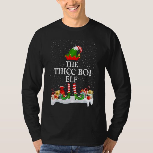 Familie Matching Group Kerstmis Thicc Boi Elf T-shirt (Voorkant)