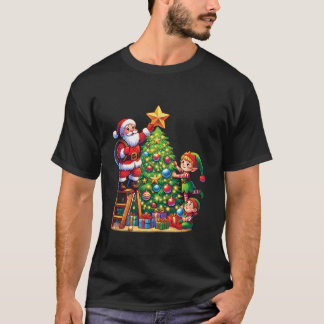 Familie Matching Kerstman Elf Squad Kerstboom Vers T-shirt