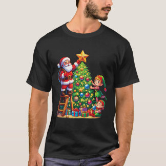 Familie Matching Kerstman Elf Squad Kerstboom Vers T-shirt