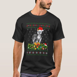 Familie Matching Xmas Verlichting Lelijke Husky Ho T-shirt