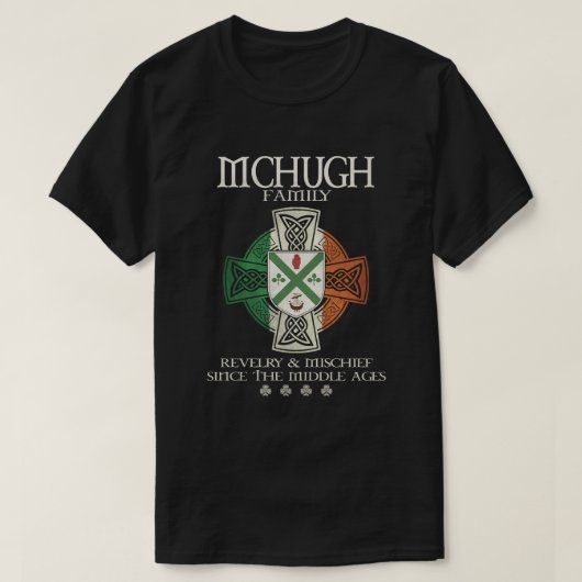 Familie McHugh arm Ierland Iers Keltisch kruis T-shirt (Design voorkant)