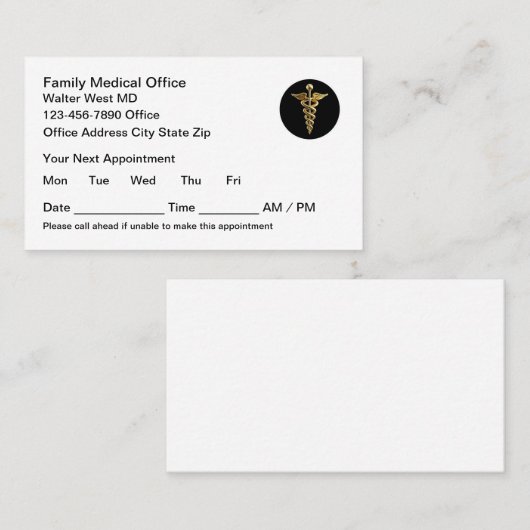 Familie Medische Kantoor Afspraakkaarten Afsprakenkaartje (Voorkant / Achterkant)