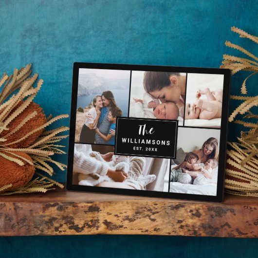 Familie meervoudige foto-collage gevestigd zwart fotoplaat (Zijkant)