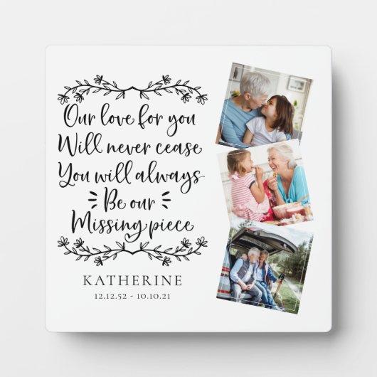 Familie Memorial Three Photo Keepomwille Fotoplaat (Voorkant)