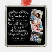 Familie Memorial Three Photo Keepomwille Metalen Ornament (Voorkant)
