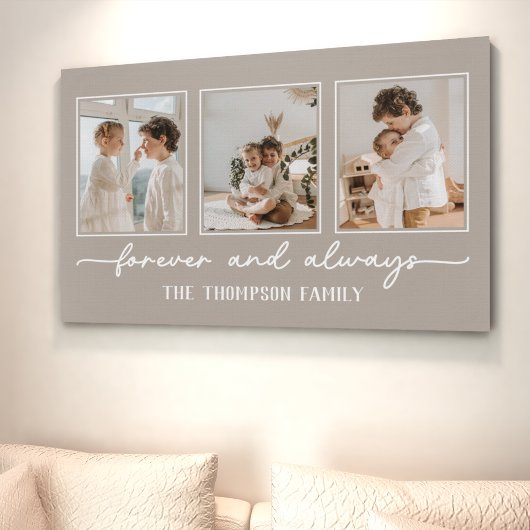 Familie Memories Greige Gepersonaliseerd Foto Coll Canvas Afdruk