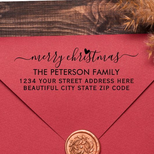 Familie Merry Kerstscript Retouradres Zelfinktende Stempel