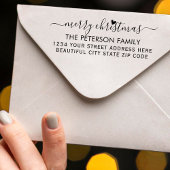 Familie Merry Kerstscript Retouradres Zelfinktende Stempel