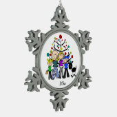 Familie met Black Dog Snowflake Ornament (Links)