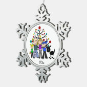 Familie met Black Dog Snowflake Ornament (Rechts)