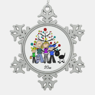 Familie met Black Dog Snowflake Ornament