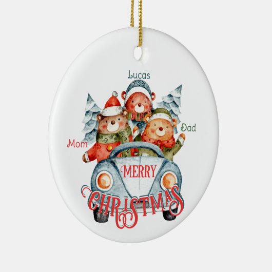 Familie met drie kerst-beren keramisch ornament (Rechts)