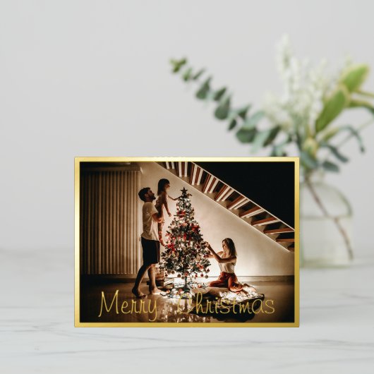 Familie met Folie kerstmis Kaart (Staand Voorkant)