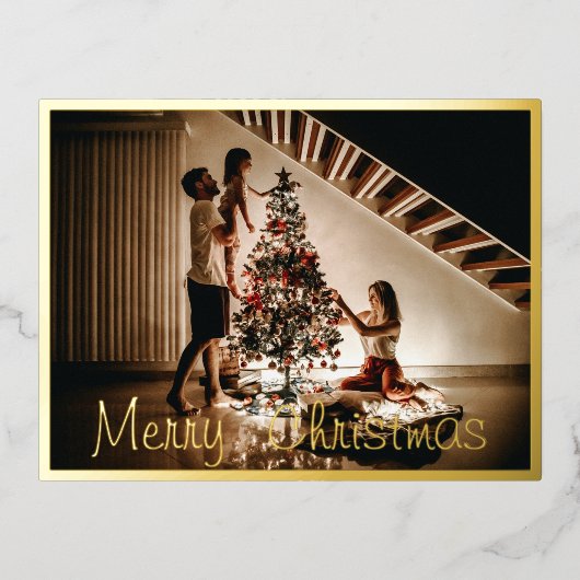 Familie met Folie kerstmis Kaart (Voorkant)