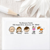 Familie met kat Adresetiketten Etiket (Insitu)