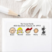 Familie met kat Adresetiketten Etiket (Insitu)