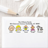 Familie met kat Adresetiketten Etiket (Insitu)