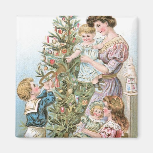 Familie met kerstboom magneet (Voorkant)