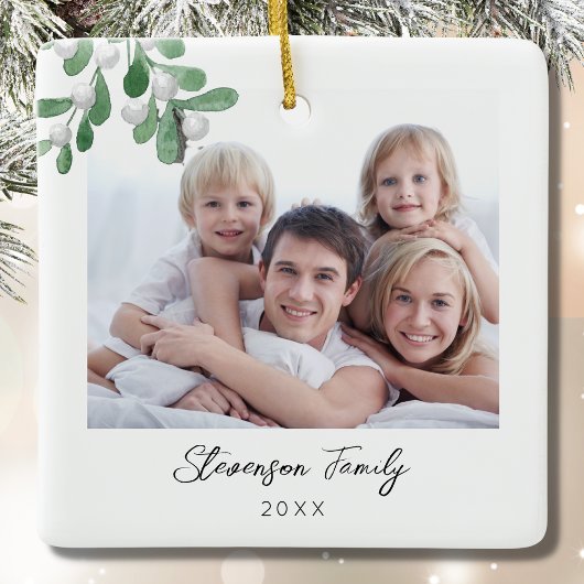 Familie met kerstfeest keramisch ornament