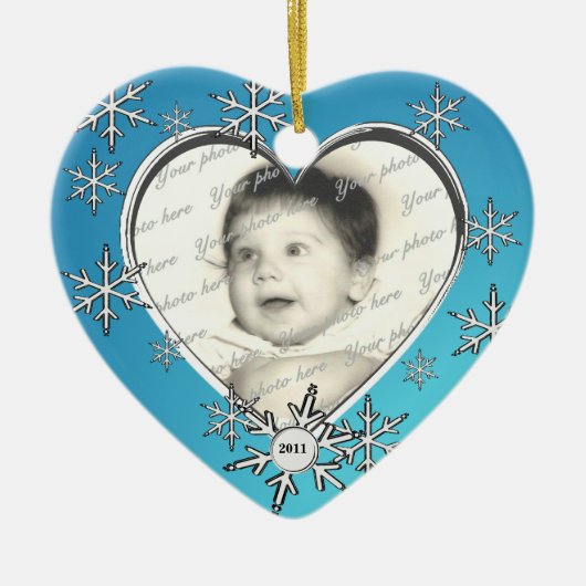 Familie met kerstfeest keramisch ornament (Voorkant)