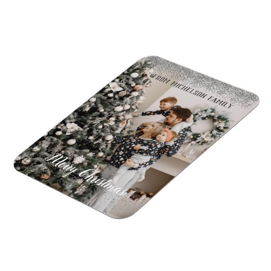 Familie met kerstfeestdagen magneet (Linkerzijde)