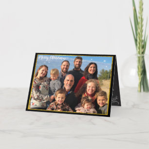 Familie met kerstfeestjes en krijt feestdagen kaart