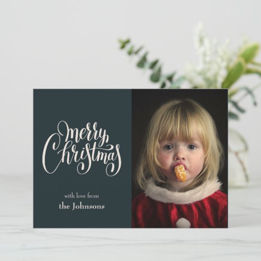 Familie met kerstkaart kaart (Staand voorkant)