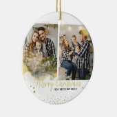 Familie met Kerstmis Gold Confetti Keramisch Ornament (Rechts)