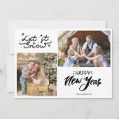 Familie met Kerstmis laat het nieuwe jaar sneeuwen (Voorkant)