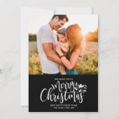 Familie met Kerstmis zwarte witte Kaart (Voorkant)