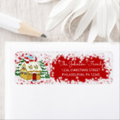 Familie met rode kerstretour etiket (Insitu)