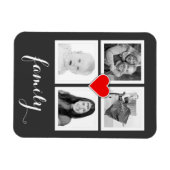 Familie met vier foto's en hart magneet (Horizontaal)
