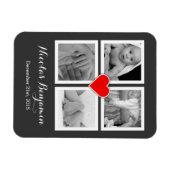 Familie met vier foto's en hart magneet (Horizontaal)