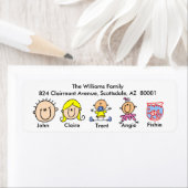 Familie met vis Adresetiketten Etiket (Insitu)