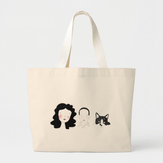 Familie - minimaal karakter ontwerp grote canvas t grote tote bag (Voorkant)
