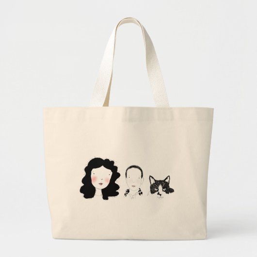 Familie - minimaal tekenontwerp grote tote bag (Voorkant)