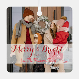 Familie minimalistische kerstfoto metalen ornament