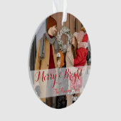 Familie minimalistische kerstfoto ornament (voorkant)