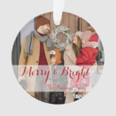 Familie minimalistische kerstfoto ornament (voorkant)